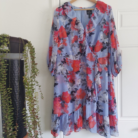 Adrianna Papell Faux Wrap Dress - Picture 1 of 11